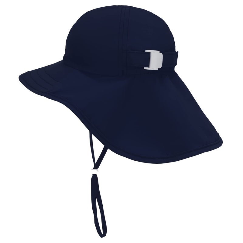 Zelda Matilda Sunhat Infant Toddler & Kids Summer Water Flap Baby Swim hat UPF 50 Boy & Girl Beach (US, Age, 0 Months, 6 Months, Navy) - Image 2